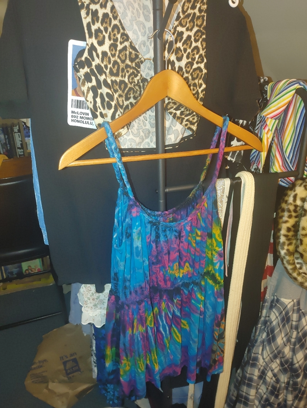 Blue Tie-Dye Spaghetti Strap Tank Top - Picture 4 of 7
